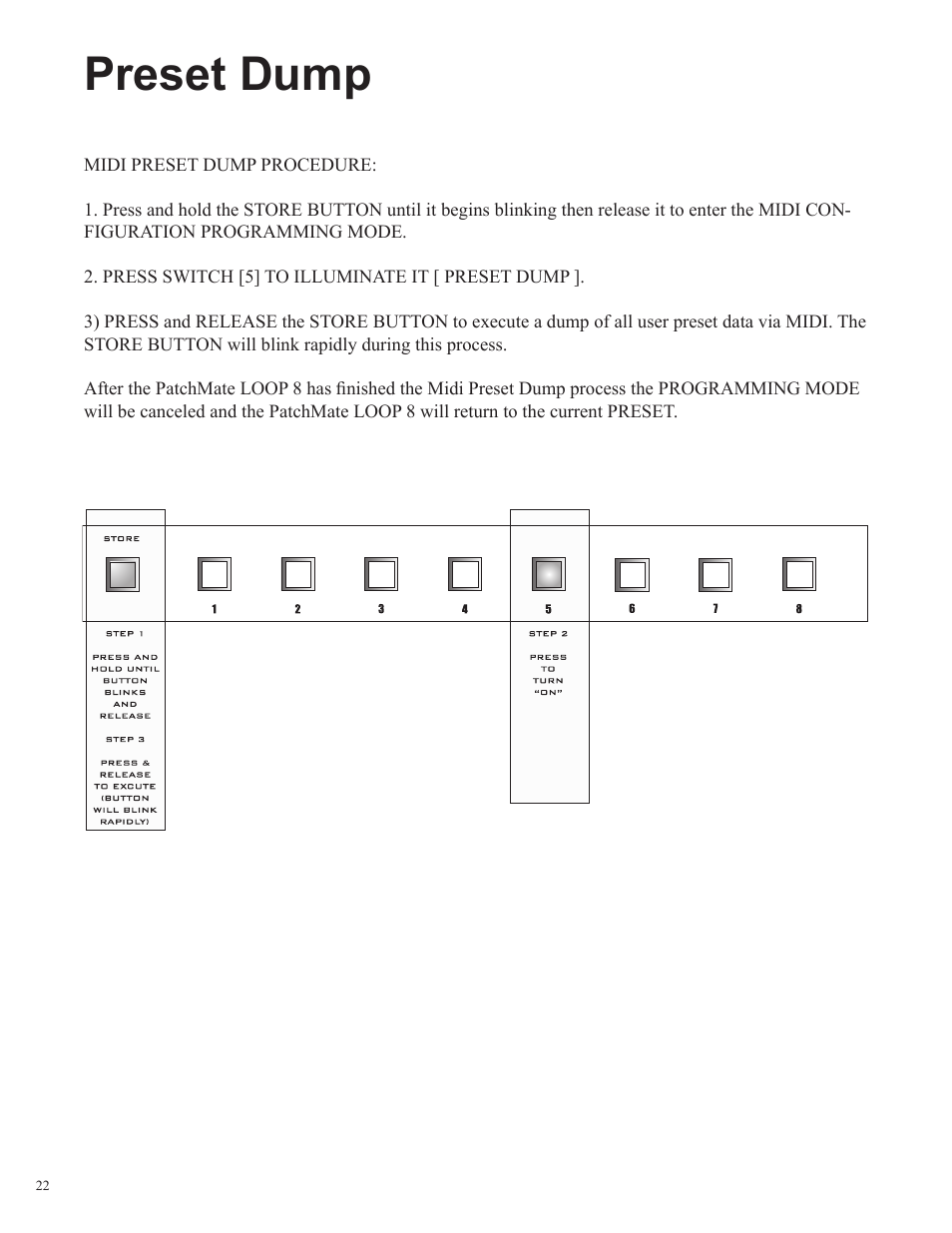 Preset dump | Rocktron Patchmate Loop 8 User Manual | Page 22 / 28