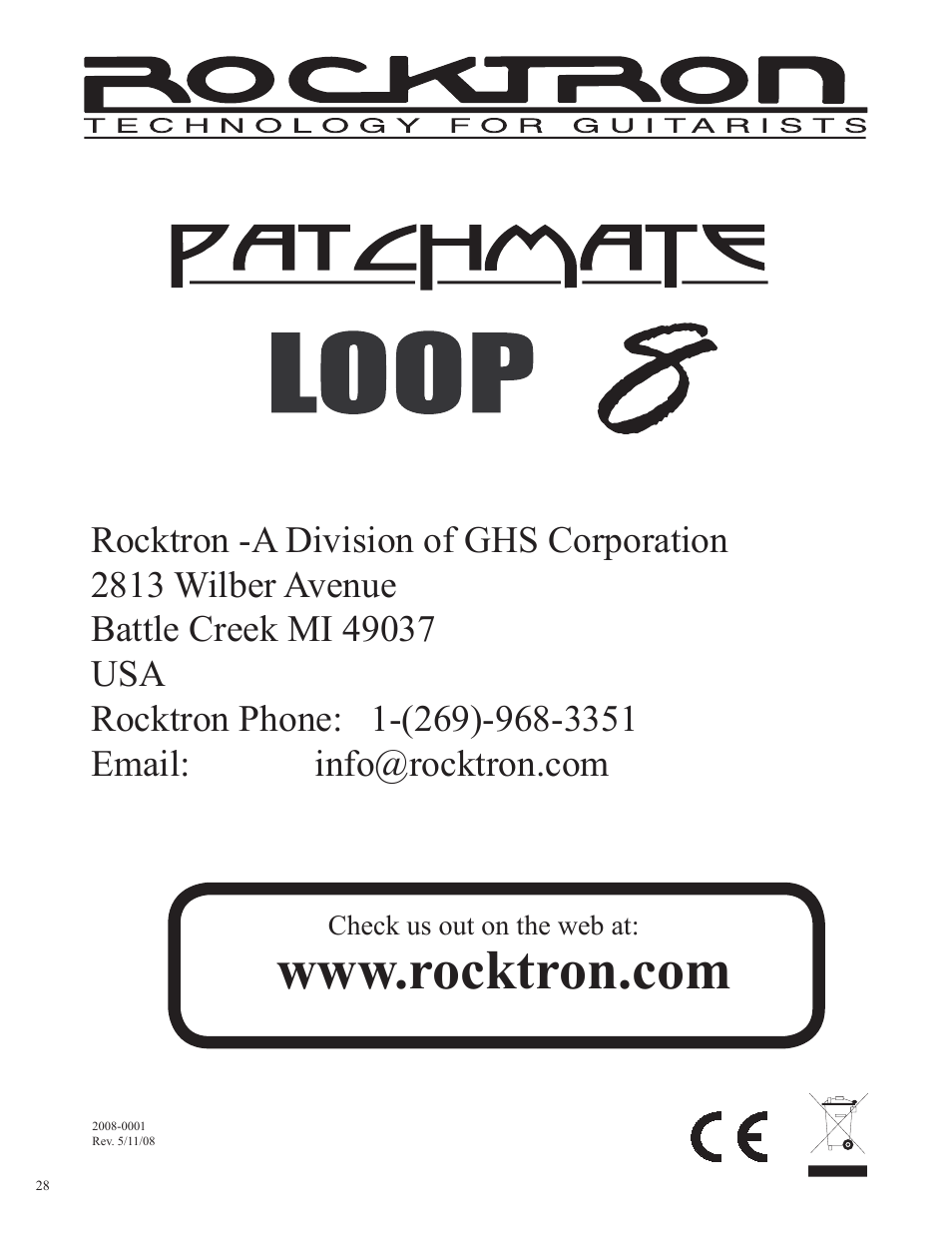 Rocktron Patchmate Loop 8 User Manual | Page 28 / 28