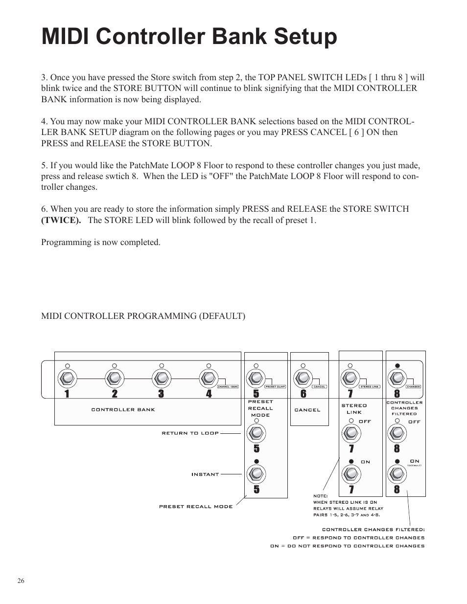 Midi controller bank setup | Rocktron Patchmate Loop 8 Floor User Manual | Page 26 / 32