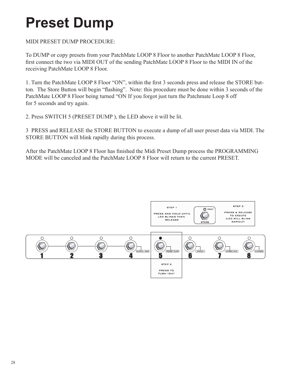 Preset dump | Rocktron Patchmate Loop 8 Floor User Manual | Page 28 / 32