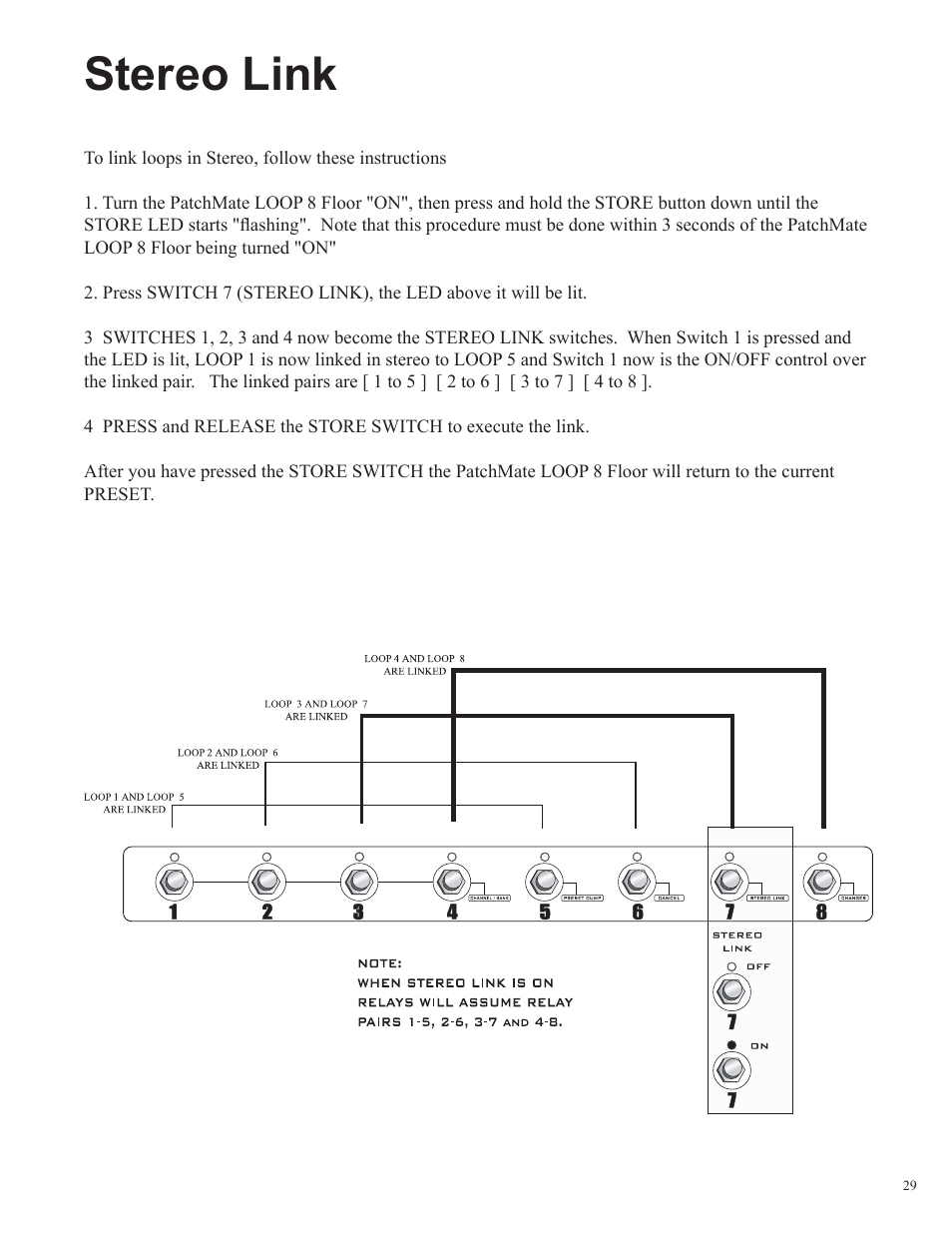 Stereo link | Rocktron Patchmate Loop 8 Floor User Manual | Page 29 / 32