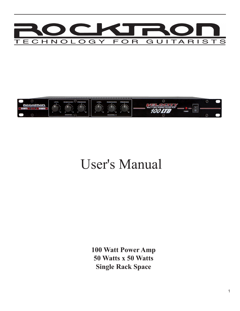 Rocktron Velocity 100LTD User Manual | 12 pages