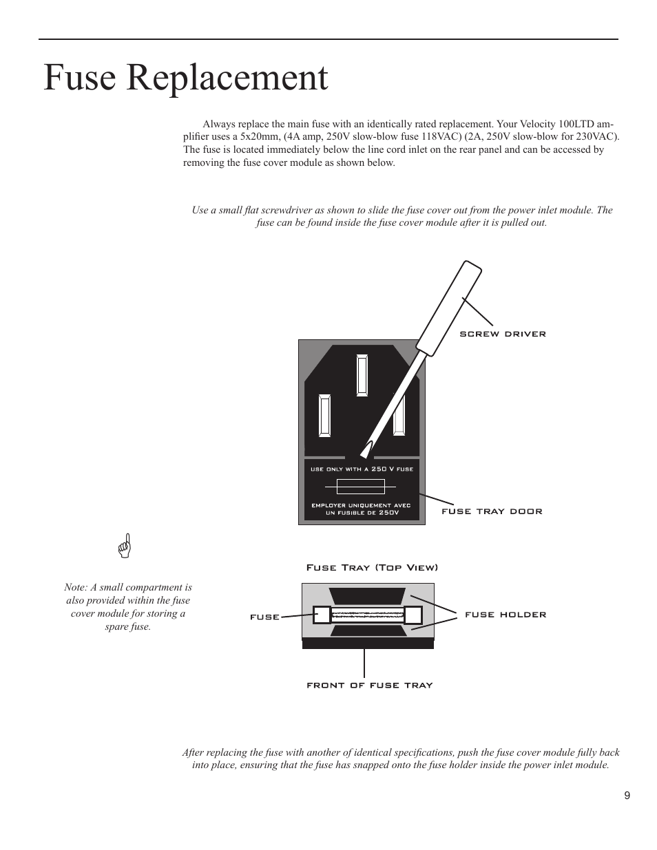 Fuse replacement | Rocktron Velocity 100LTD User Manual | Page 9 / 12