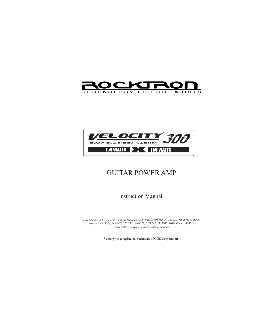 Rocktron Velocity 300 User Manual | 16 pages