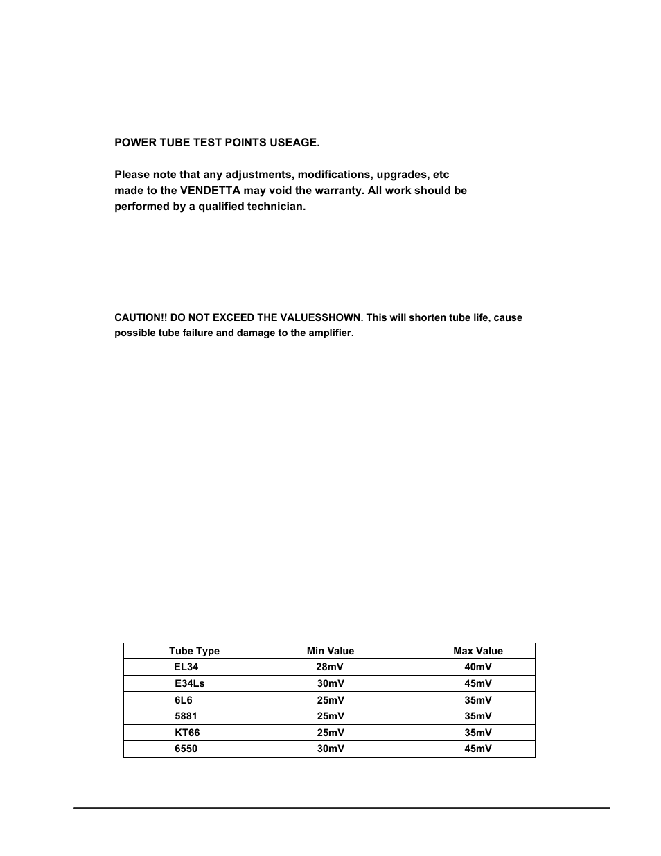 Tube replacement | Rocktron Vendetta 100W 2x12 Combo Amp User Manual | Page 12 / 16