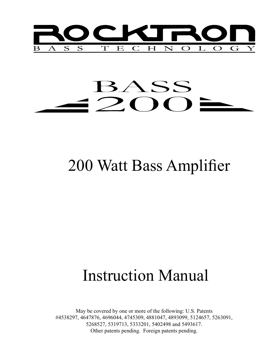 Rocktron BASS200 User Manual | 12 pages