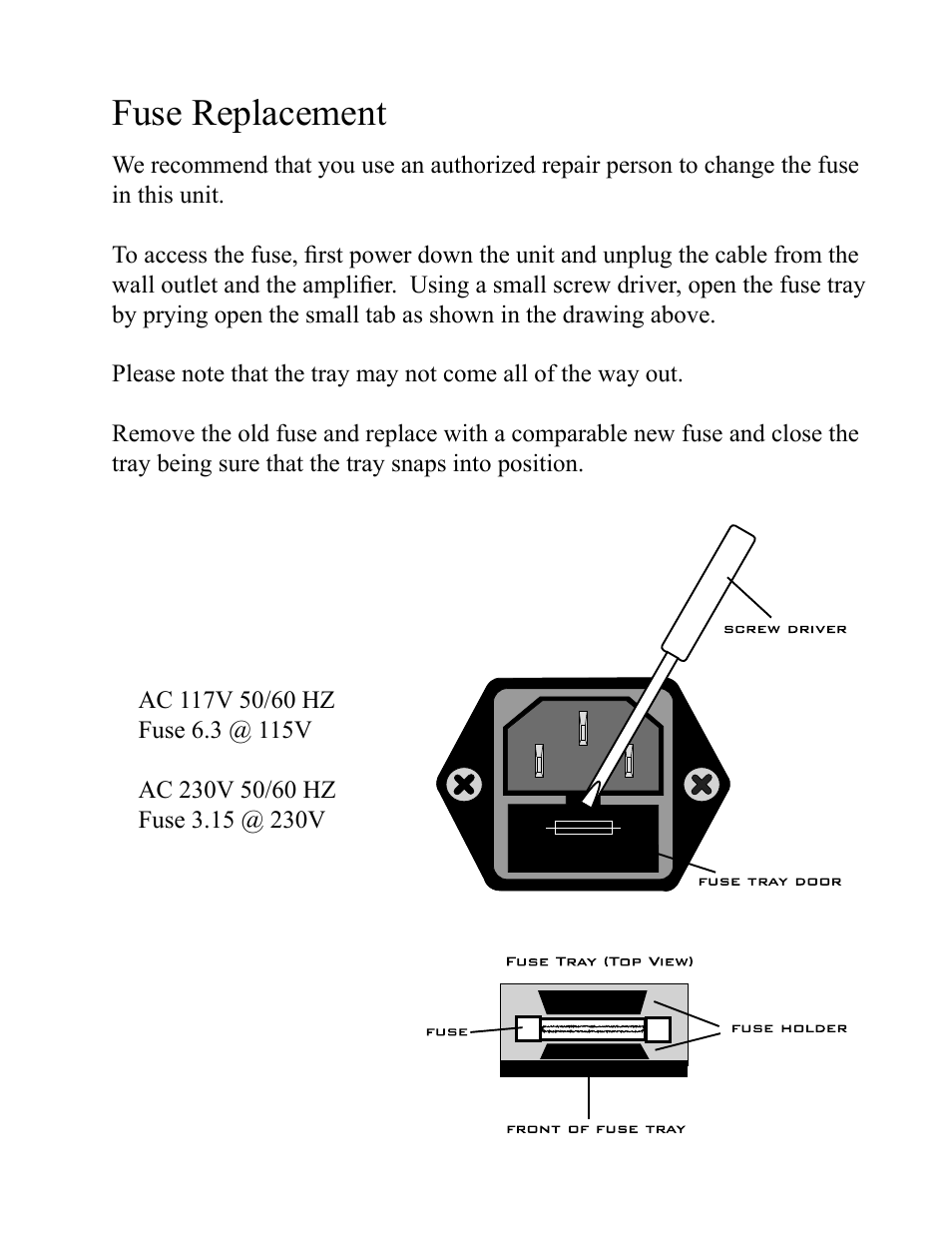 Fuse replacement | Rocktron BASS200 User Manual | Page 9 / 12