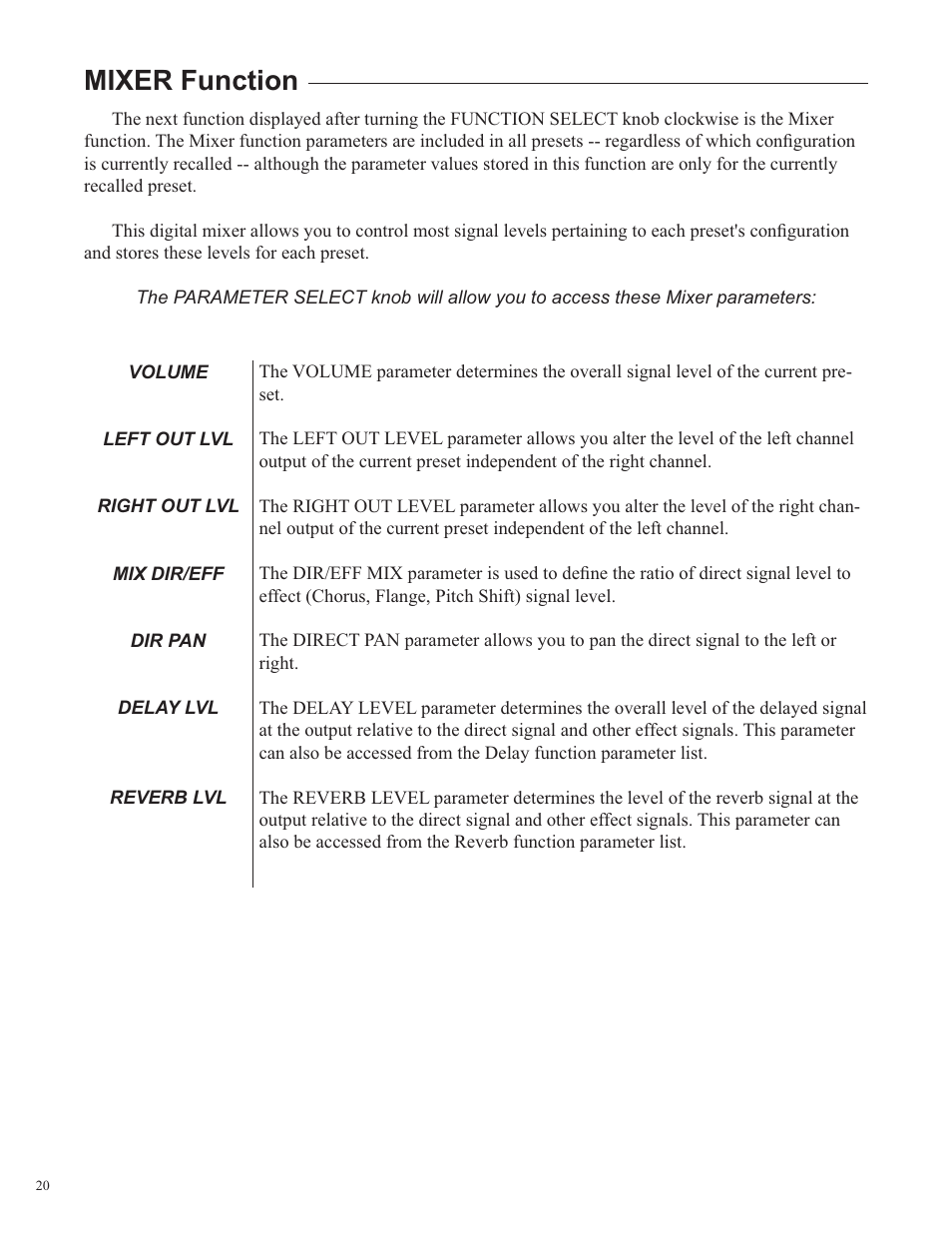 Mixer function | Rocktron Utopia B100 User Manual | Page 20 / 72