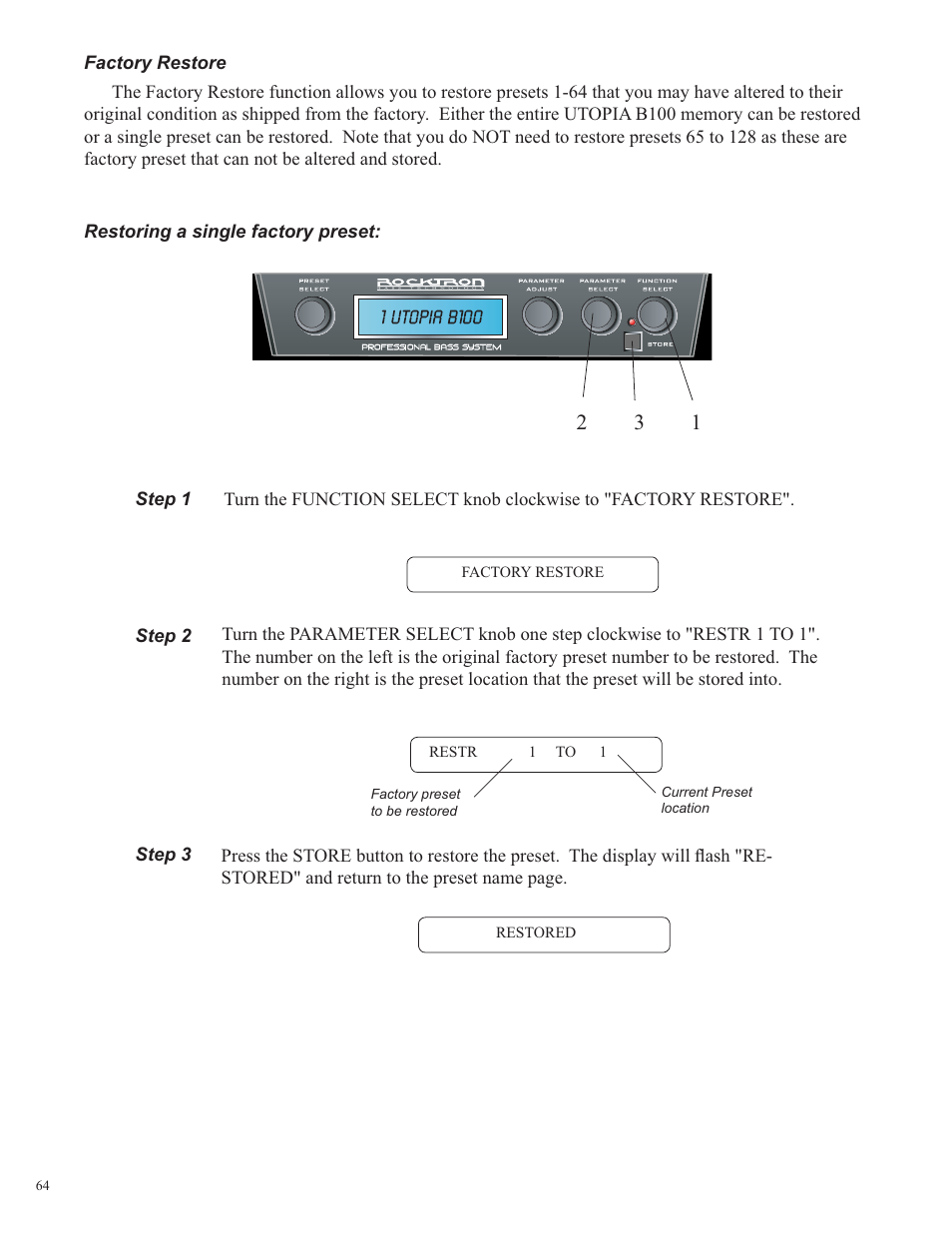 Rocktron Utopia B100 User Manual | Page 64 / 72