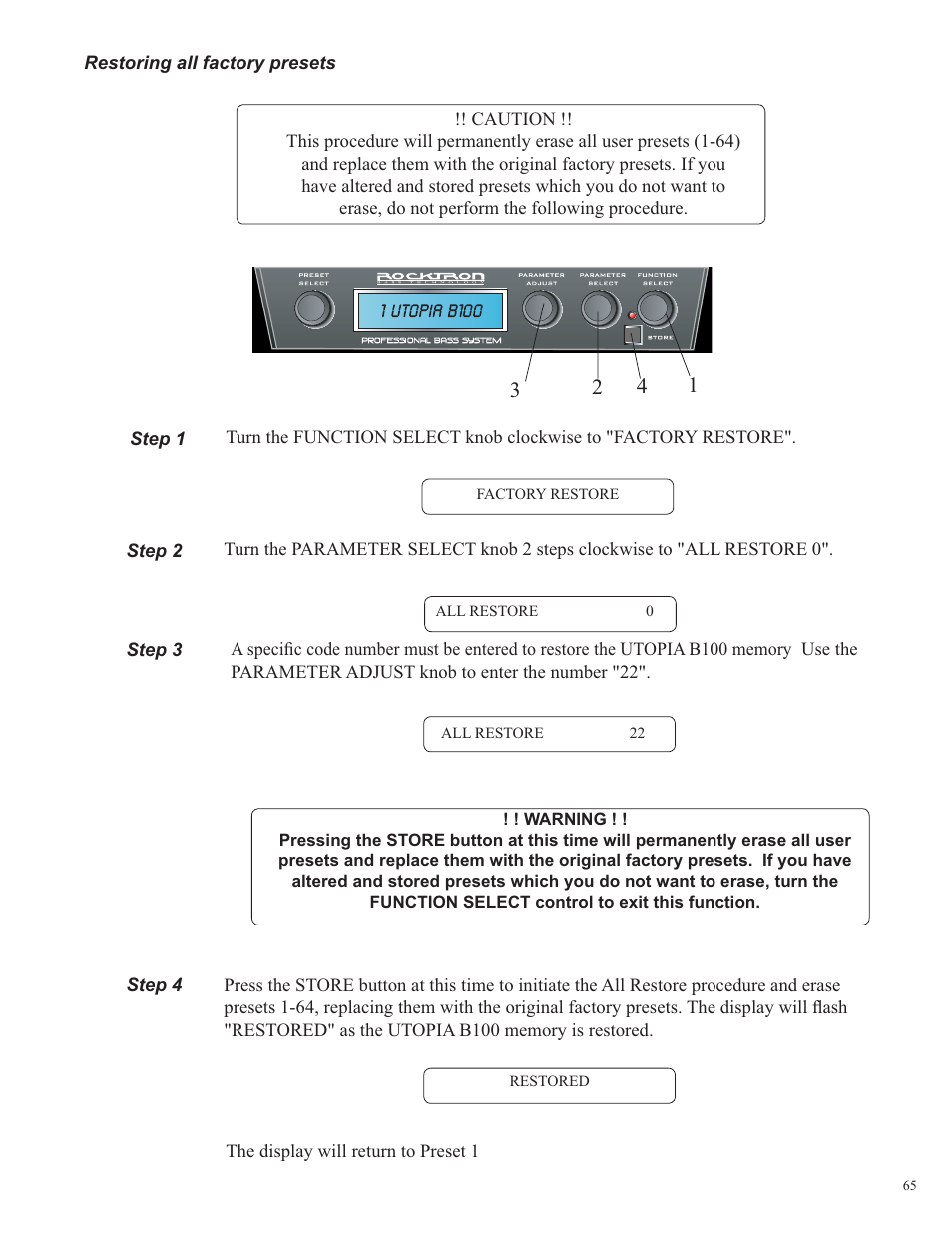 Rocktron Utopia B100 User Manual | Page 65 / 72