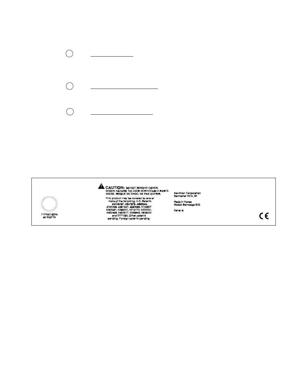 Rear panel, Agx™ (automatic gain expander) | Rocktron R20 User Manual | Page 7 / 8