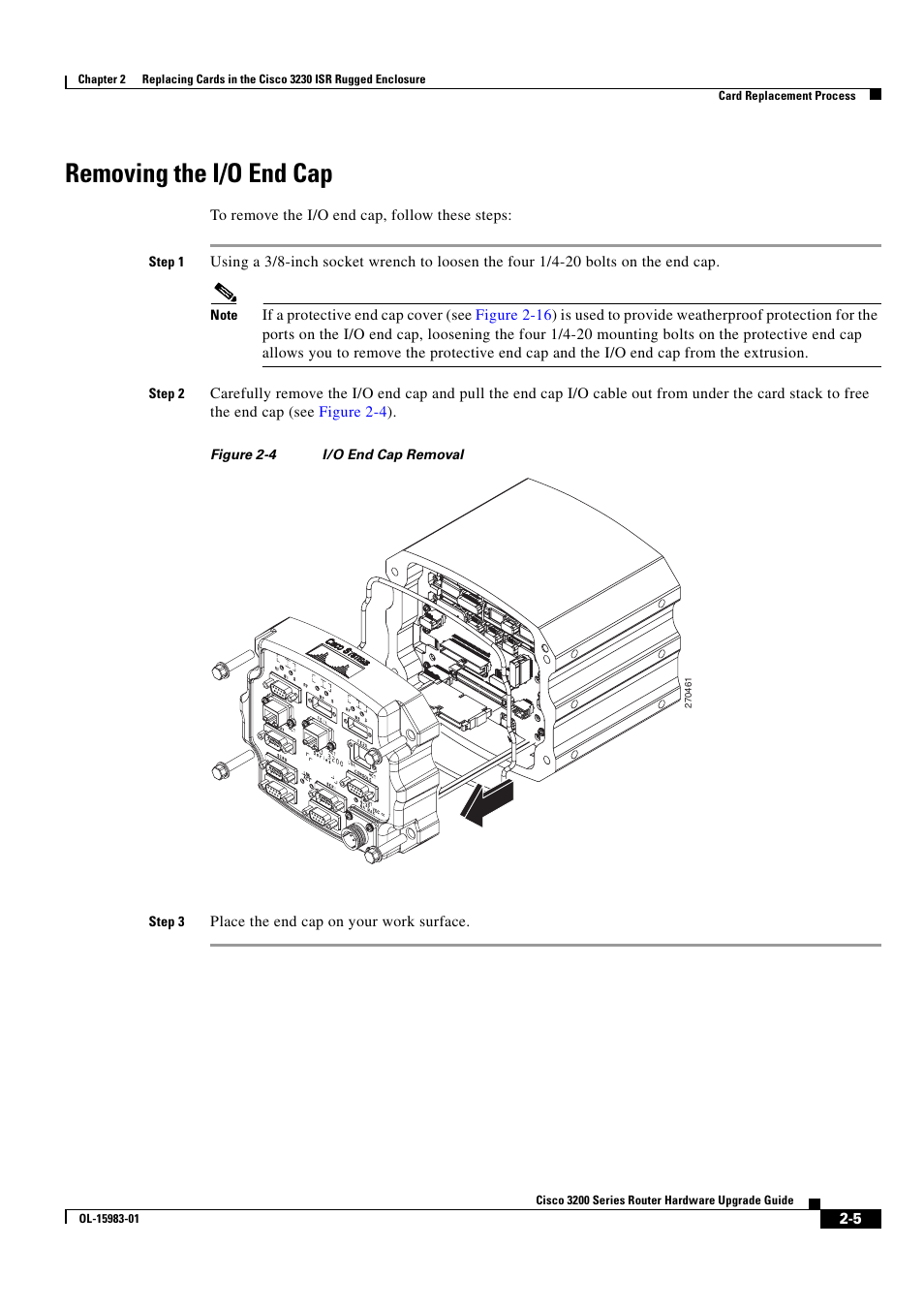 Removing the i/o end cap | Cisco 3200 Series User Manual | Page 21 / 60