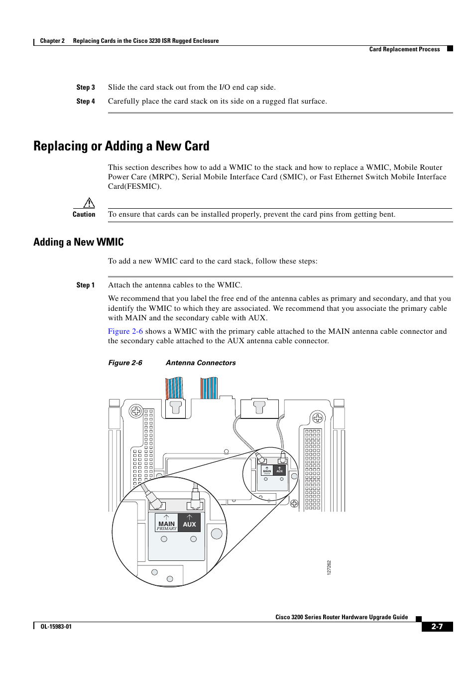 Replacing or adding a new card, Adding a new wmic | Cisco 3200 Series User Manual | Page 23 / 60