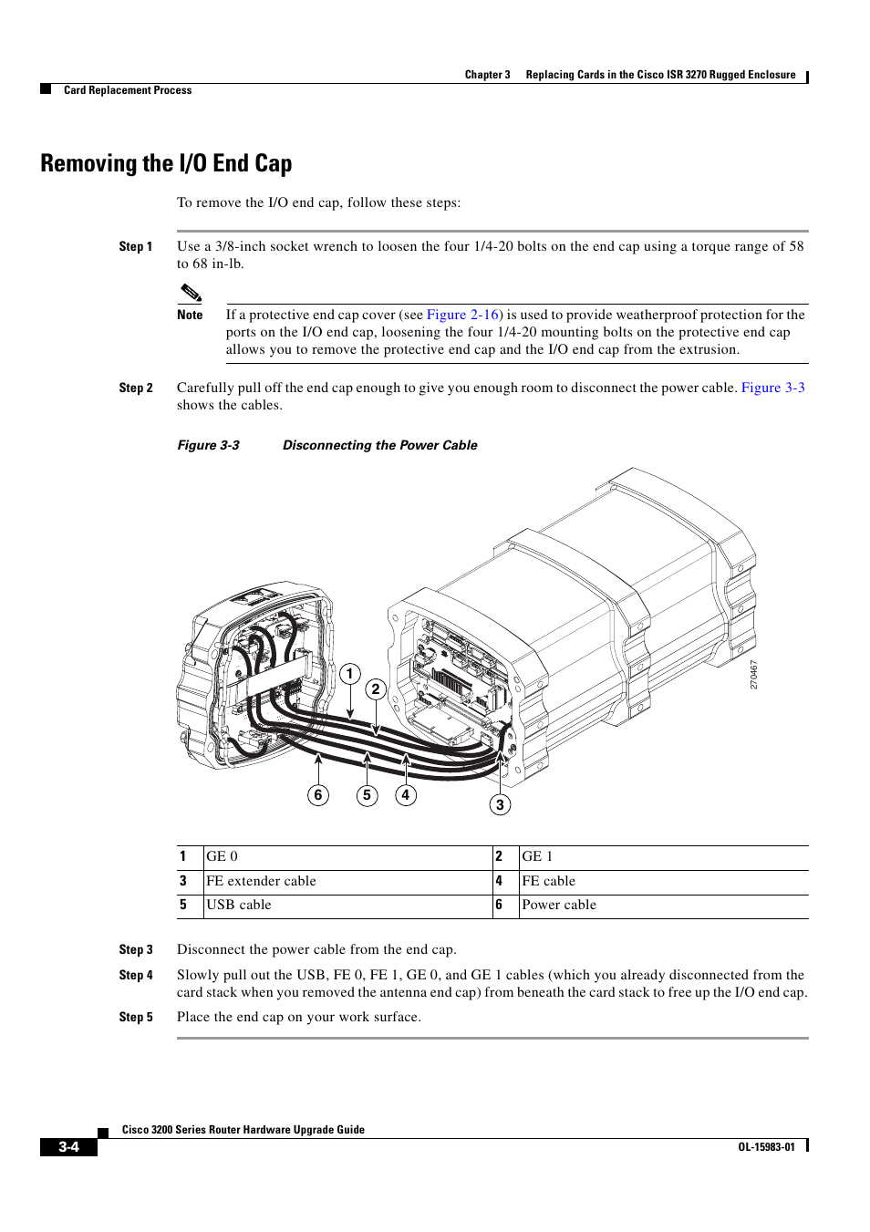 Removing the i/o end cap | Cisco 3200 Series User Manual | Page 40 / 60