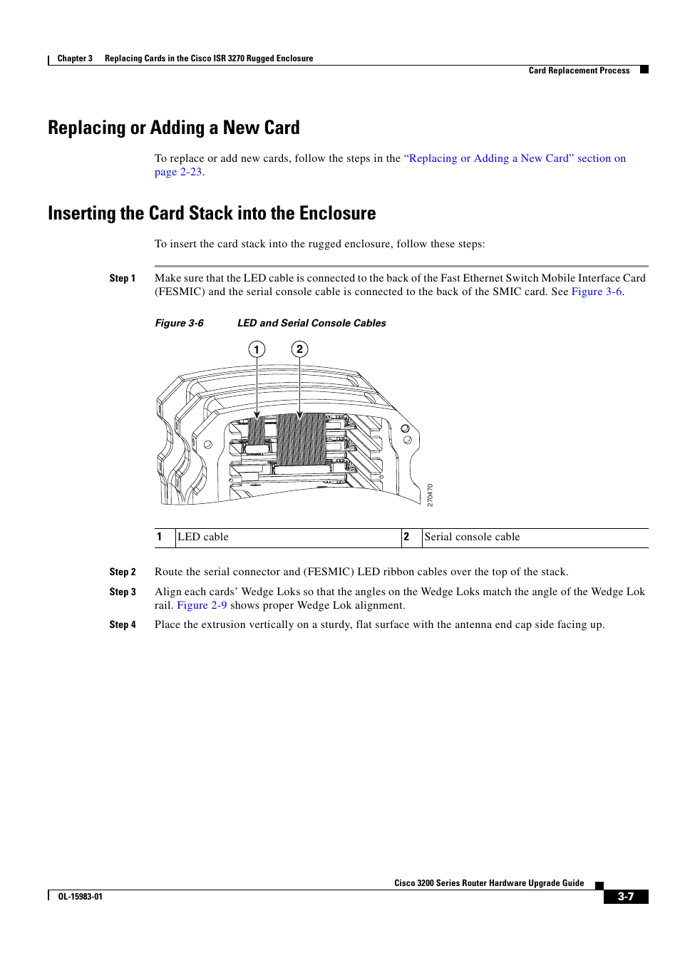 Replacing or adding a new card, Inserting the card stack into the enclosure | Cisco 3200 Series User Manual | Page 43 / 60