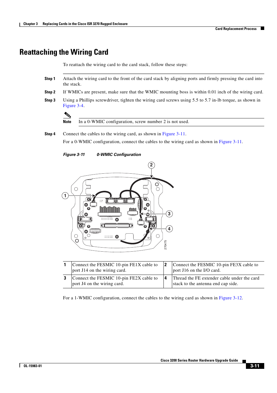 Reattaching the wiring card | Cisco 3200 Series User Manual | Page 47 / 60