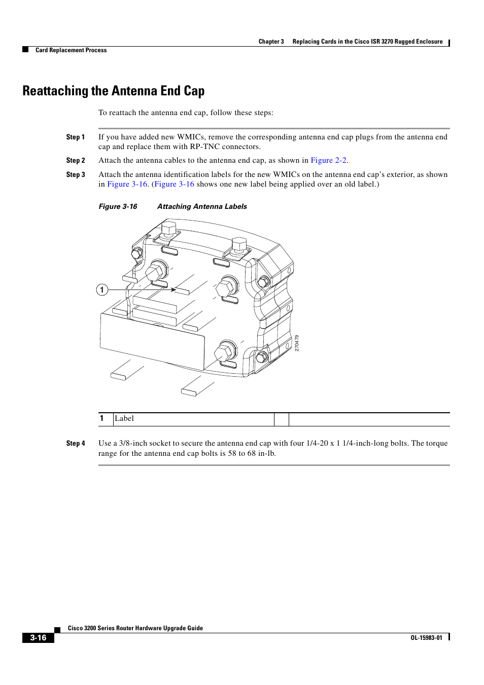 Reattaching the antenna end cap | Cisco 3200 Series User Manual | Page 52 / 60