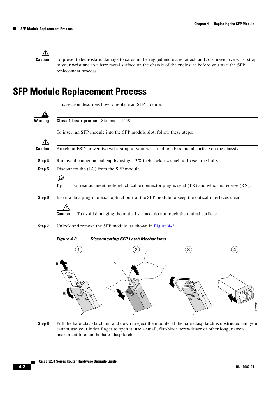 Sfp module replacement process | Cisco 3200 Series User Manual | Page 56 / 60