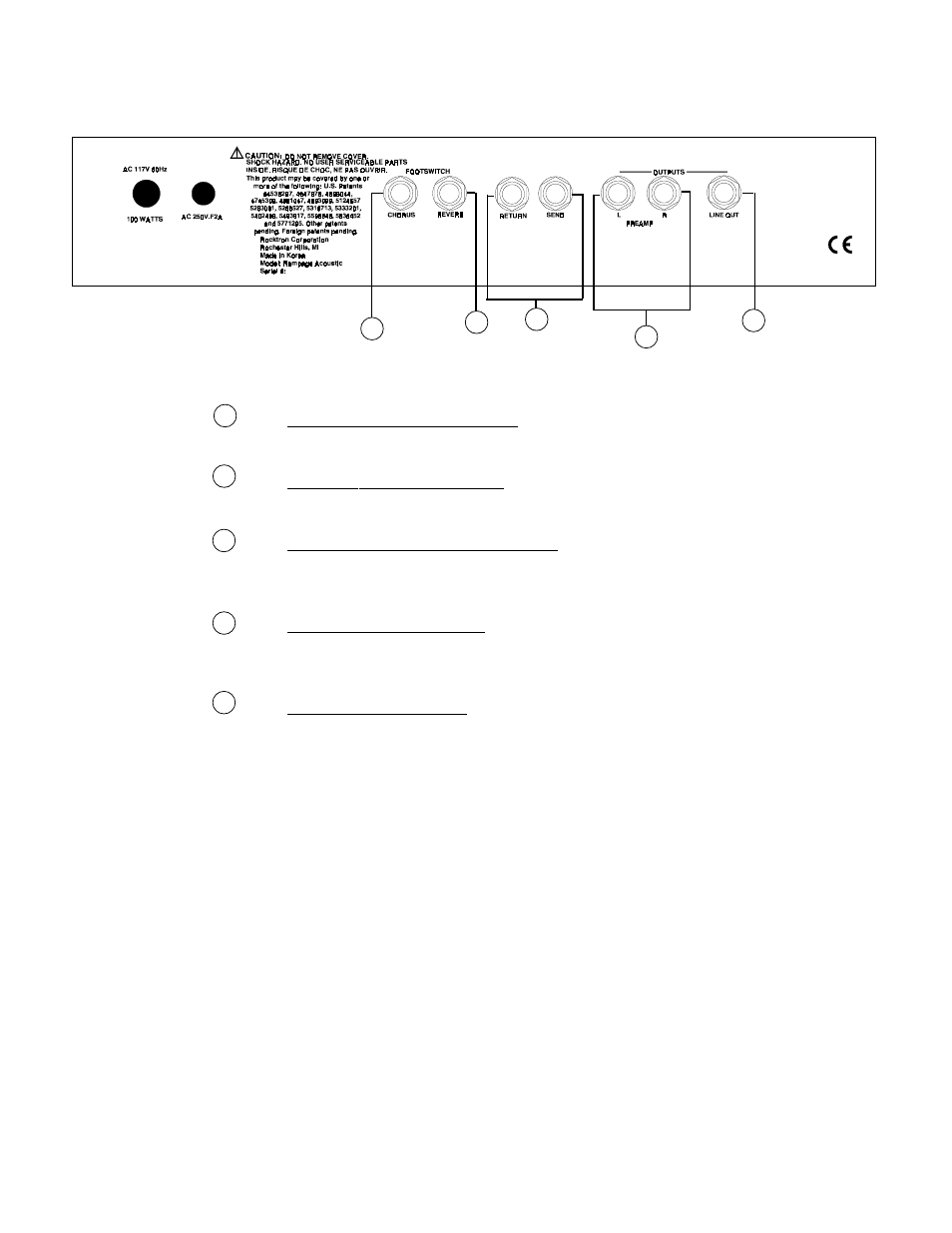 Rear panel | Rocktron Acoustic User Manual | Page 8 / 9