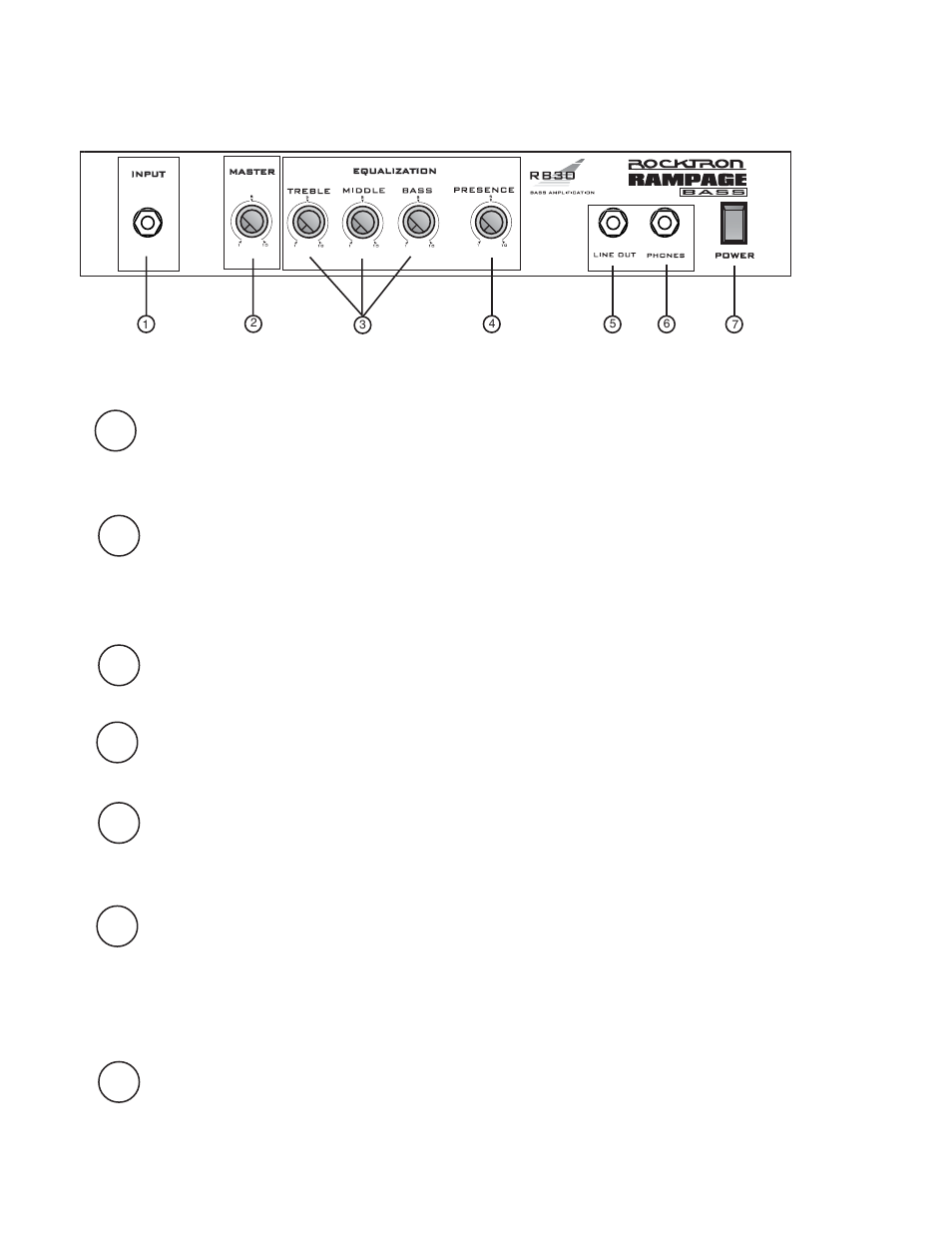 Front panel | Rocktron Rampage RB 30 User Manual | Page 4 / 8