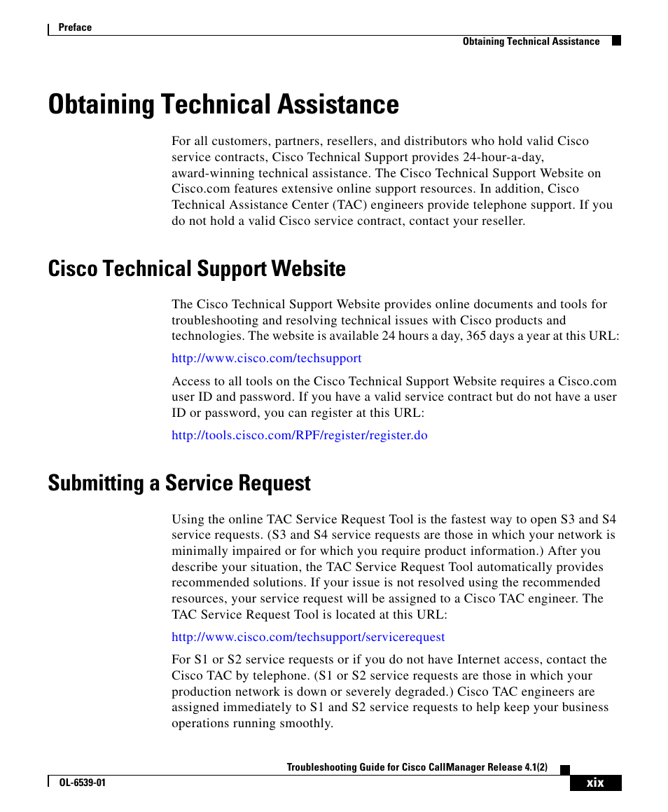 Obtaining technical assistance, Cisco technical support website, Submitting a service request | Cisco OL-6539-01 User Manual | Page 8 / 11