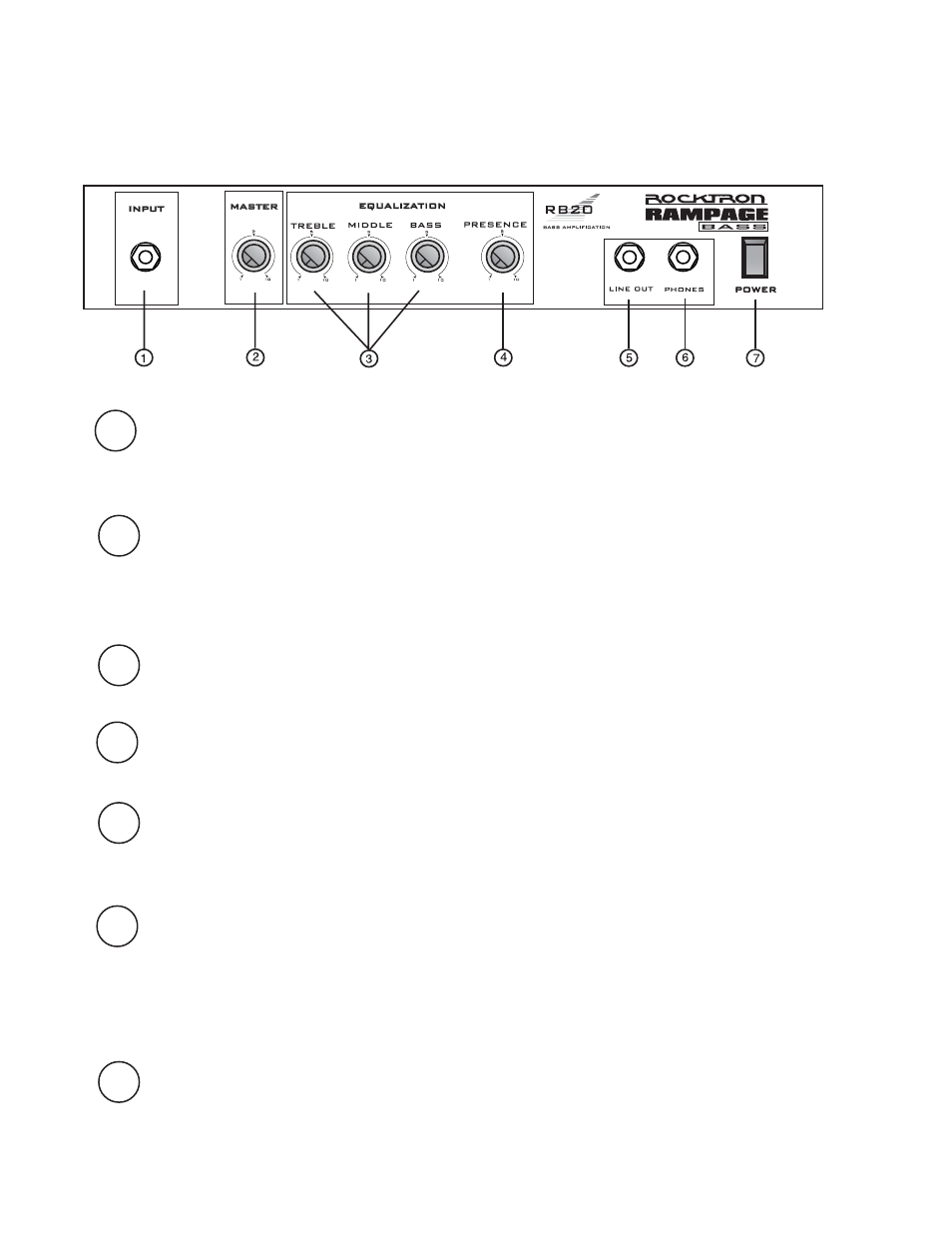 Front panel | Rocktron Rampage RB 20 User Manual | Page 4 / 8