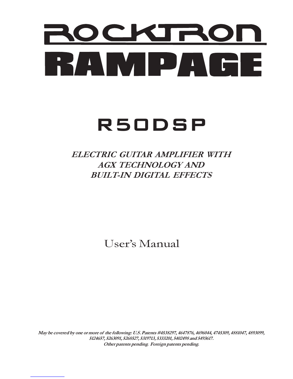 Rocktron Rampage R50 DSP User Manual | 8 pages