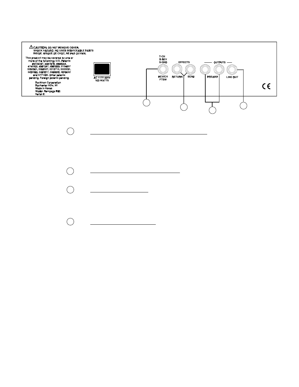 Rear panel controls, Agx™ (automatic gain expander) | Rocktron Rampage R80 User Manual | Page 7 / 8