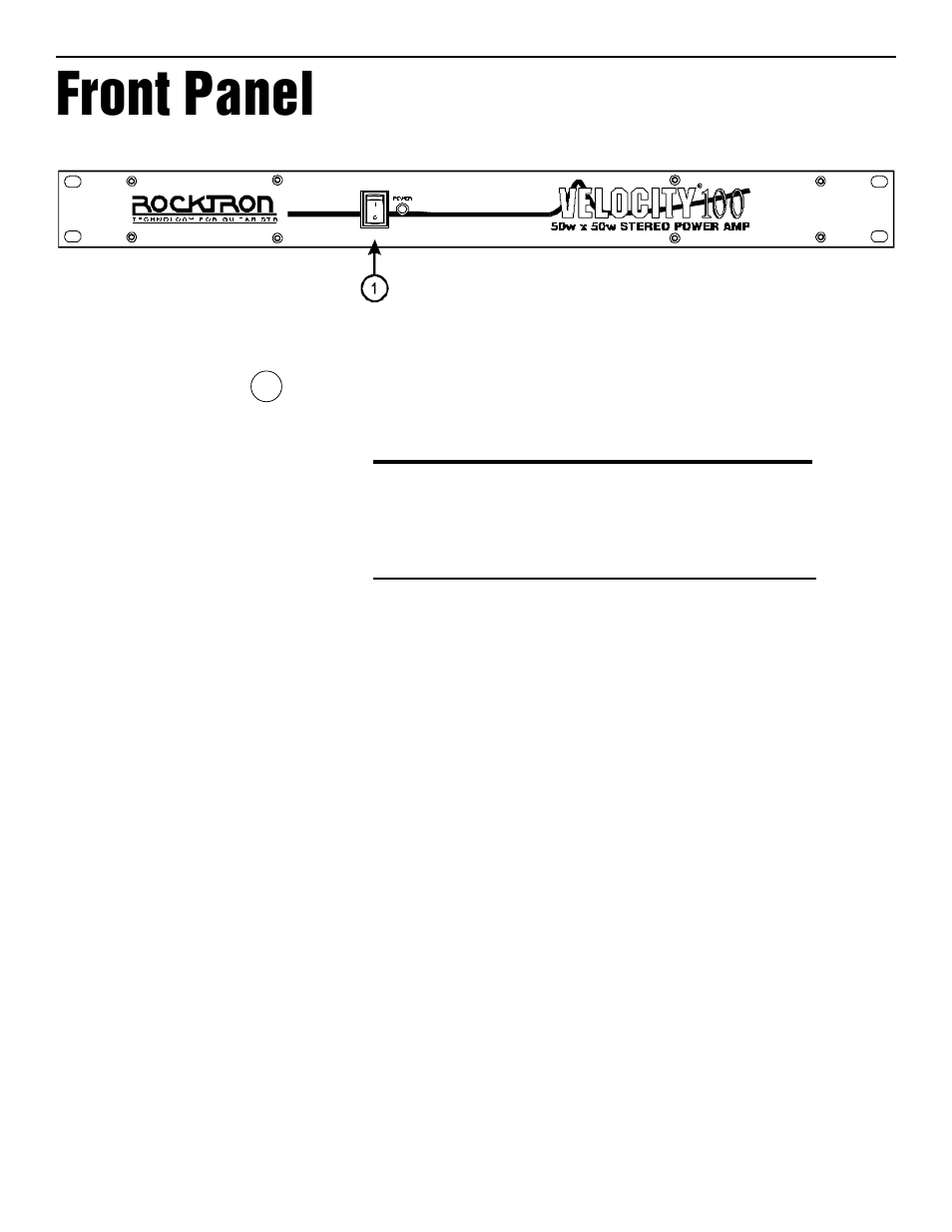 Front panel | Rocktron Velocity 100 User Manual | Page 5 / 10