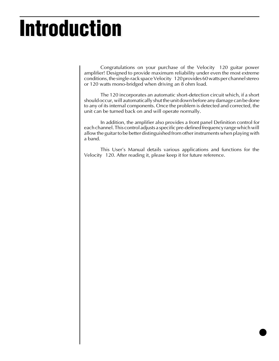 Introduction | Rocktron Velocity 120 User Manual | Page 4 / 12