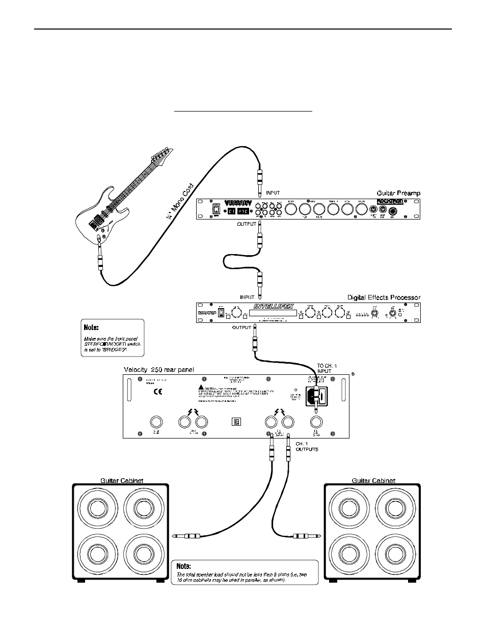 Mono bridged applications | Rocktron Velocity 250 User Manual | Page 9 / 13