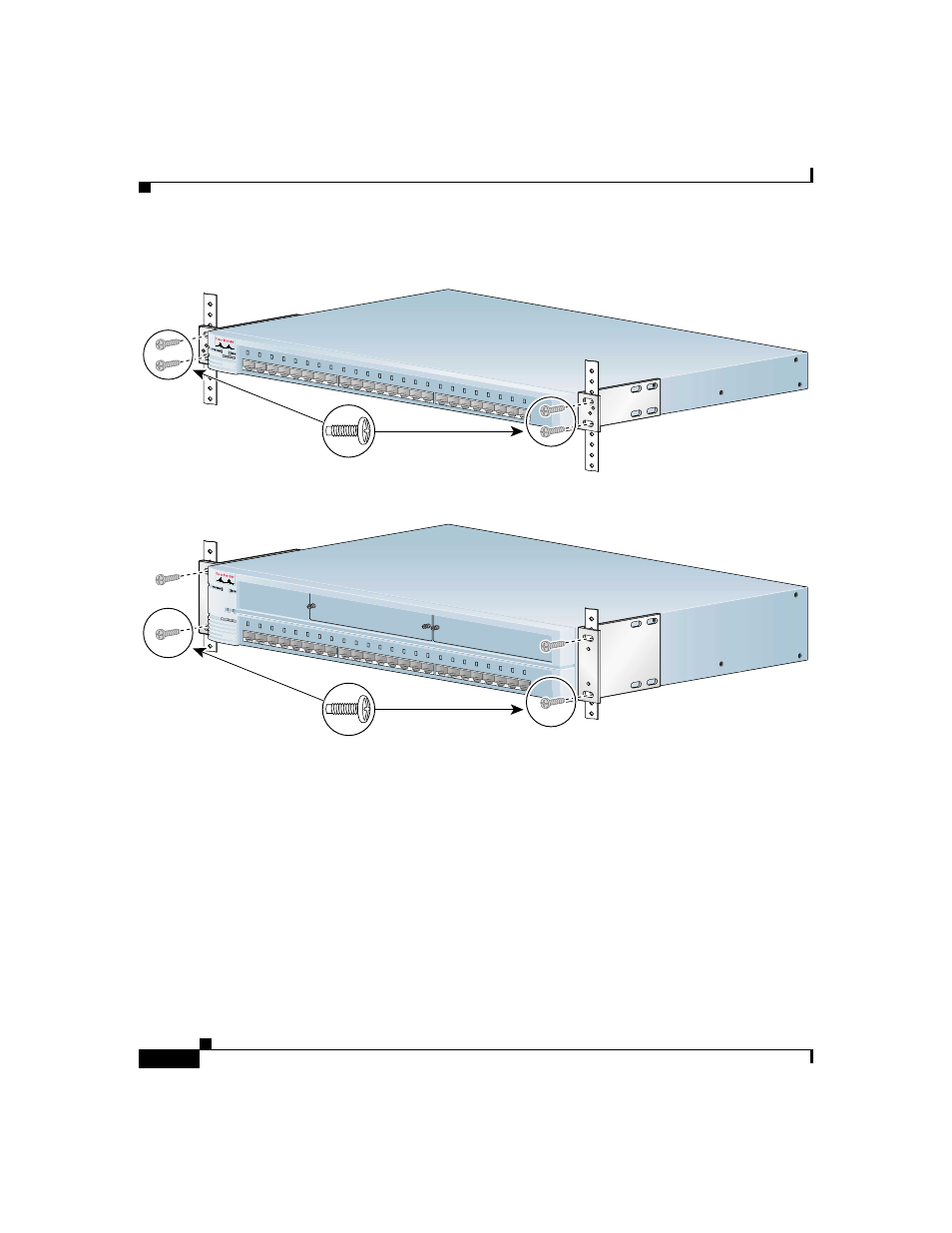 Attaching the optional cable guide, Figure 2-11 mounting the switch in a rack, Phillips machine screws phillips machine screws | Cisco 2900 SERIES XL User Manual | Page 62 / 138