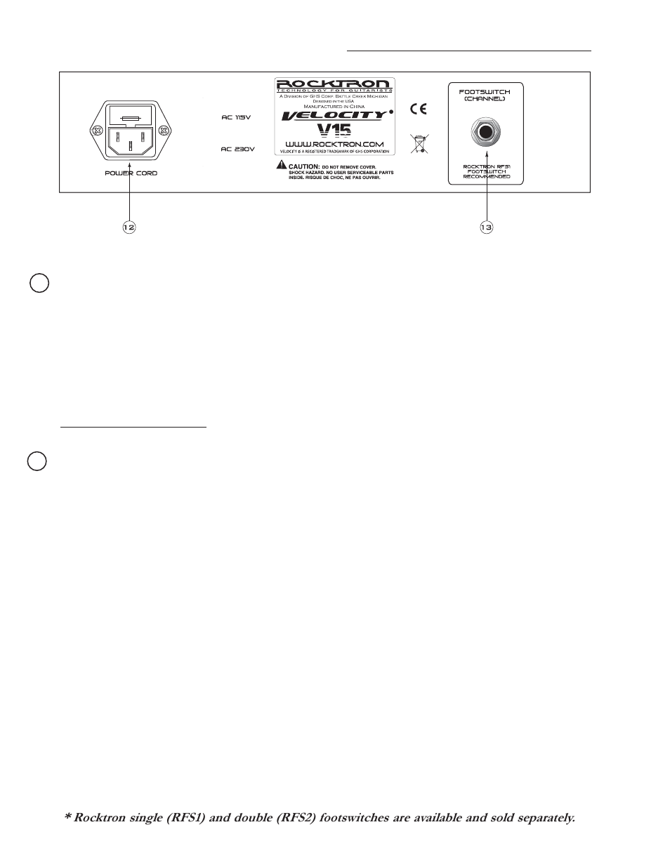 Back panel descriptions | Rocktron Velocity V15R User Manual | Page 6 / 8
