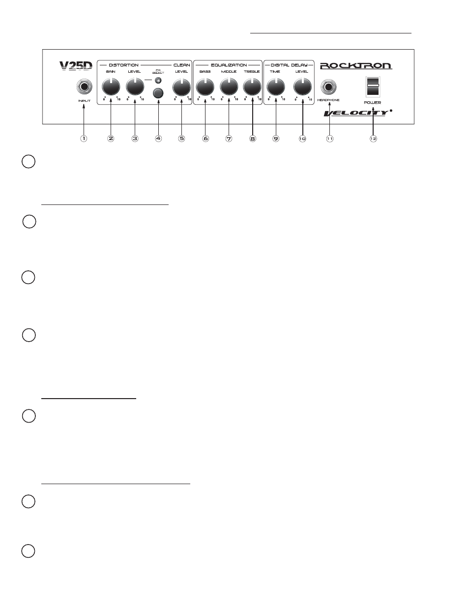 Front panel descriptions | Rocktron Velocity V25D User Manual | Page 4 / 11