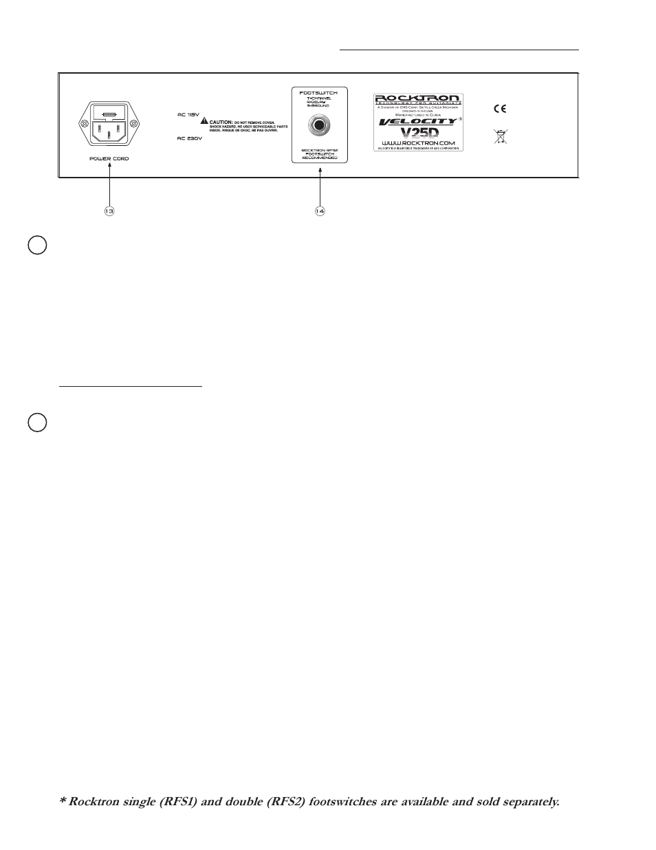 Back panel descriptions | Rocktron Velocity V25D User Manual | Page 6 / 11