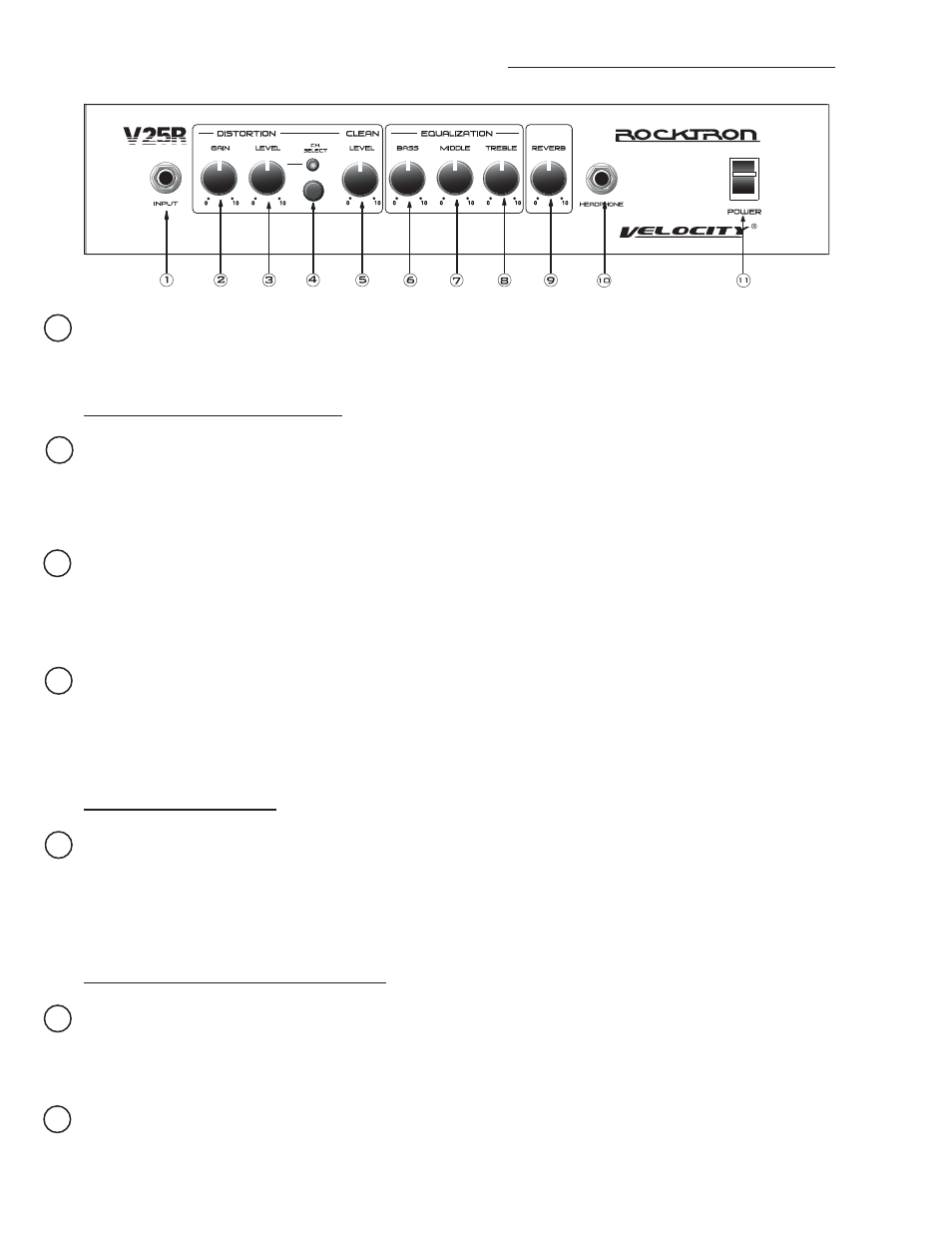 Front panel descriptions | Rocktron Velocity V25R User Manual | Page 4 / 11