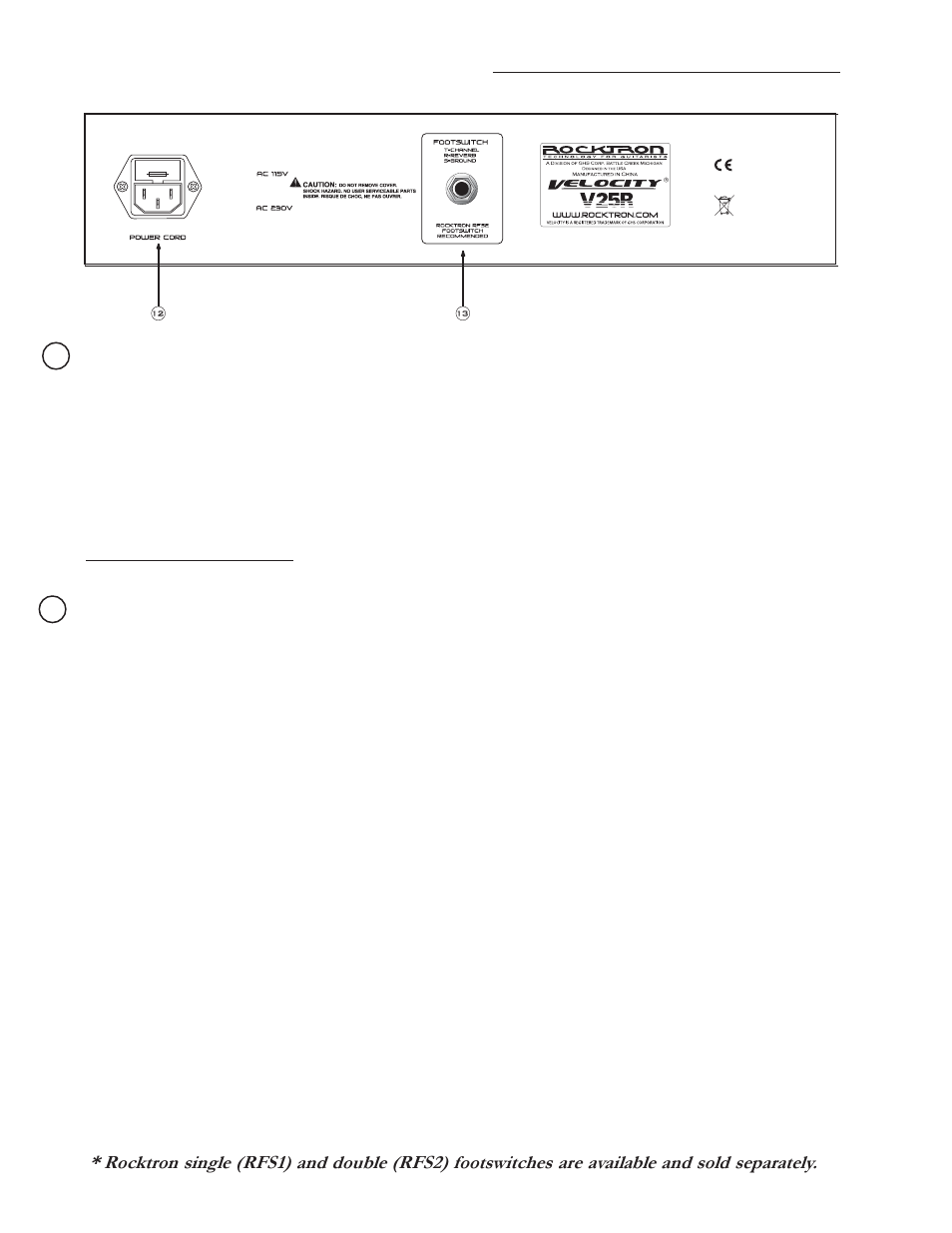 Back panel descriptions | Rocktron Velocity V25R User Manual | Page 6 / 11