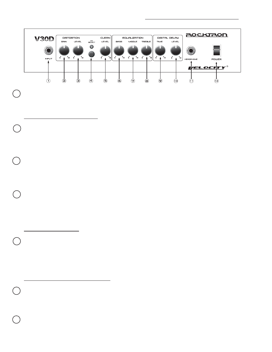 Front panel descriptions | Rocktron Velocity V30D User Manual | Page 4 / 11