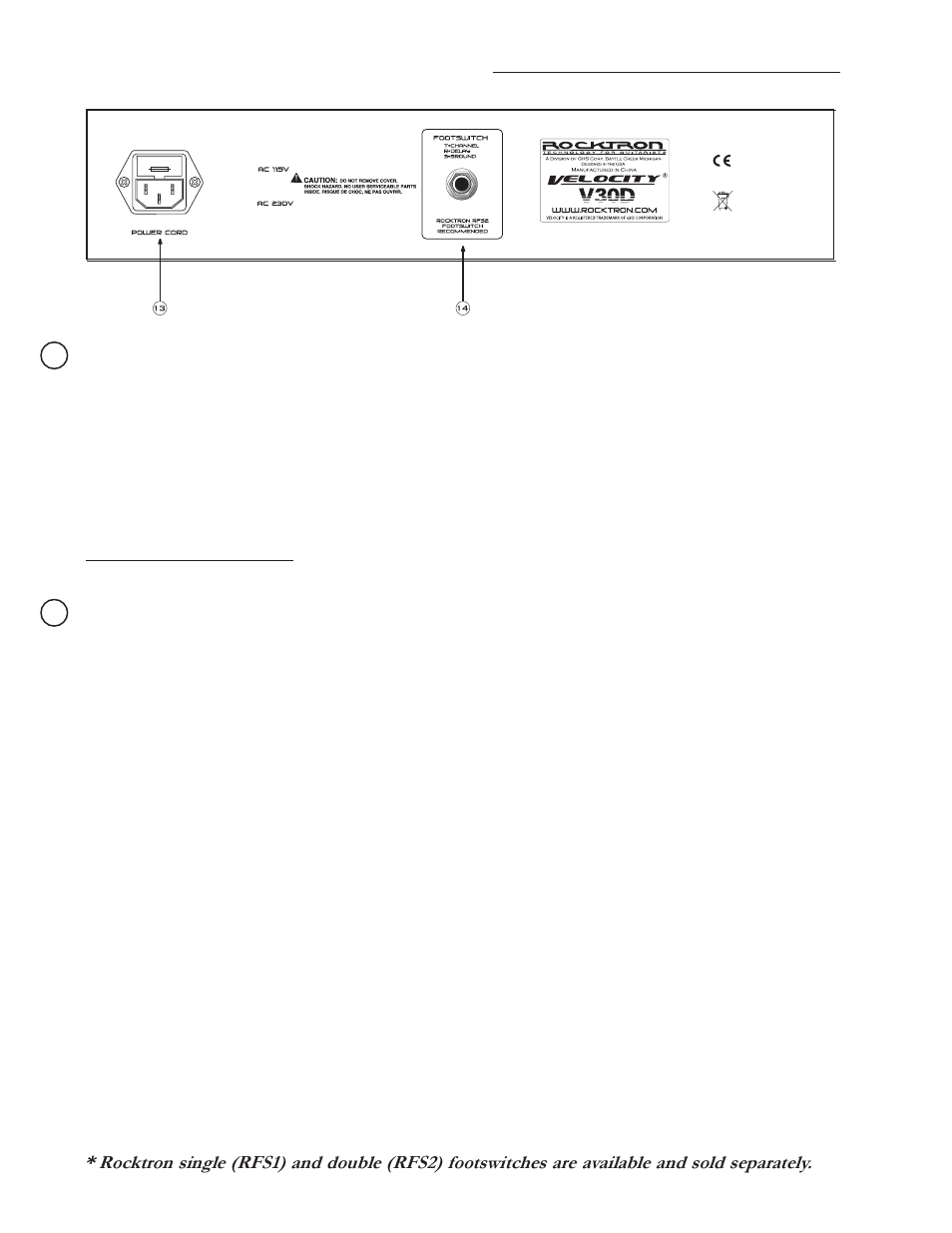 Back panel descriptions | Rocktron Velocity V30D User Manual | Page 6 / 11