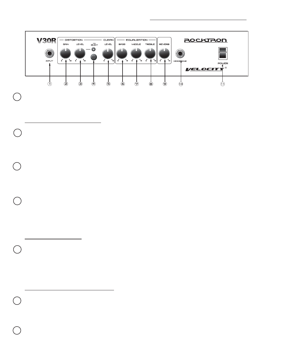 Front panel descriptions | Rocktron Velocity V30R User Manual | Page 4 / 11
