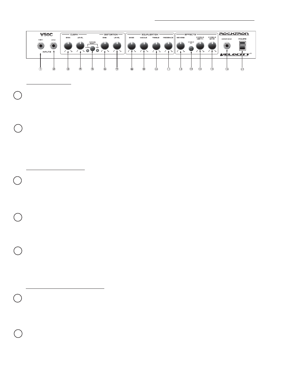 Front panel descriptions | Rocktron Velocity V50C User Manual | Page 4 / 11