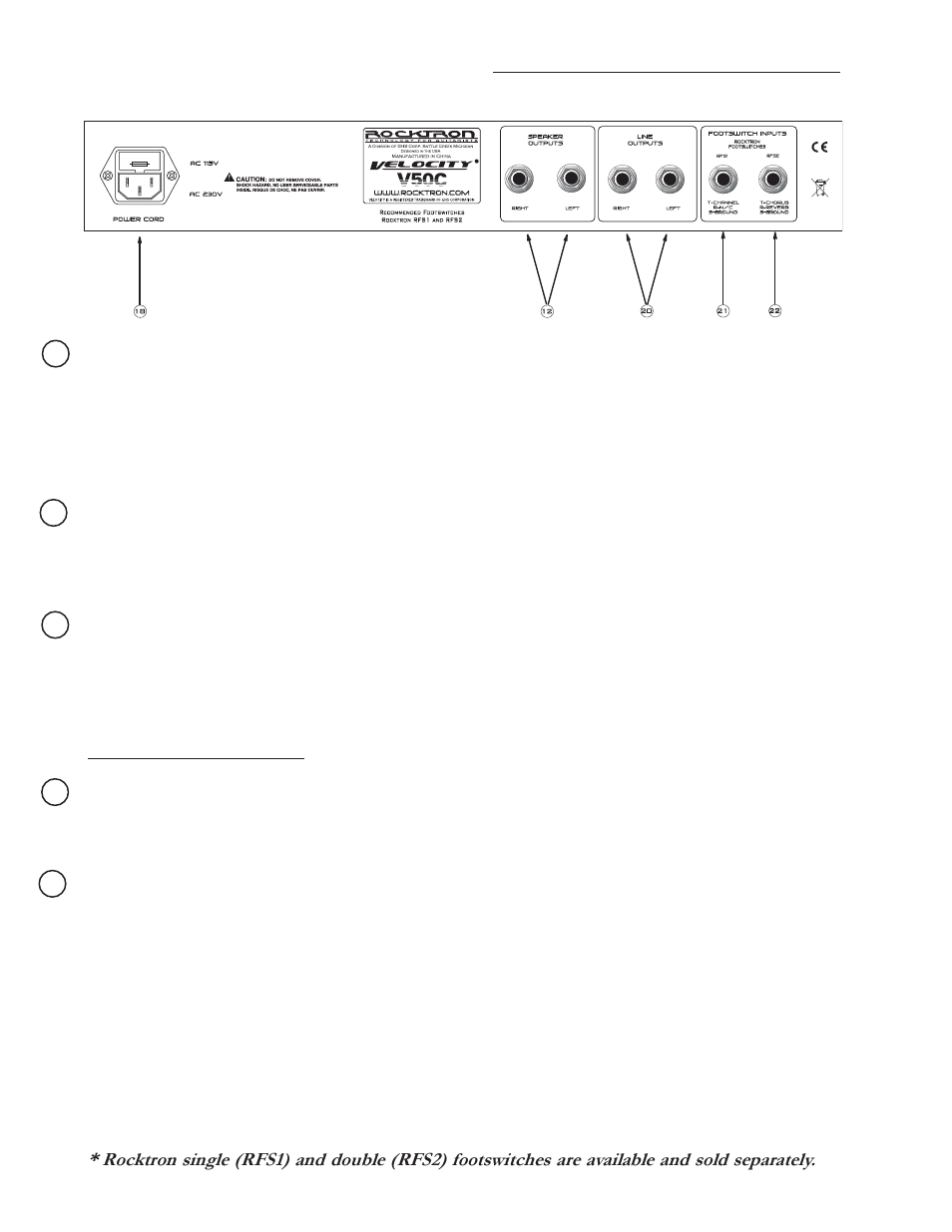 Back panel descriptions | Rocktron Velocity V50C User Manual | Page 6 / 11