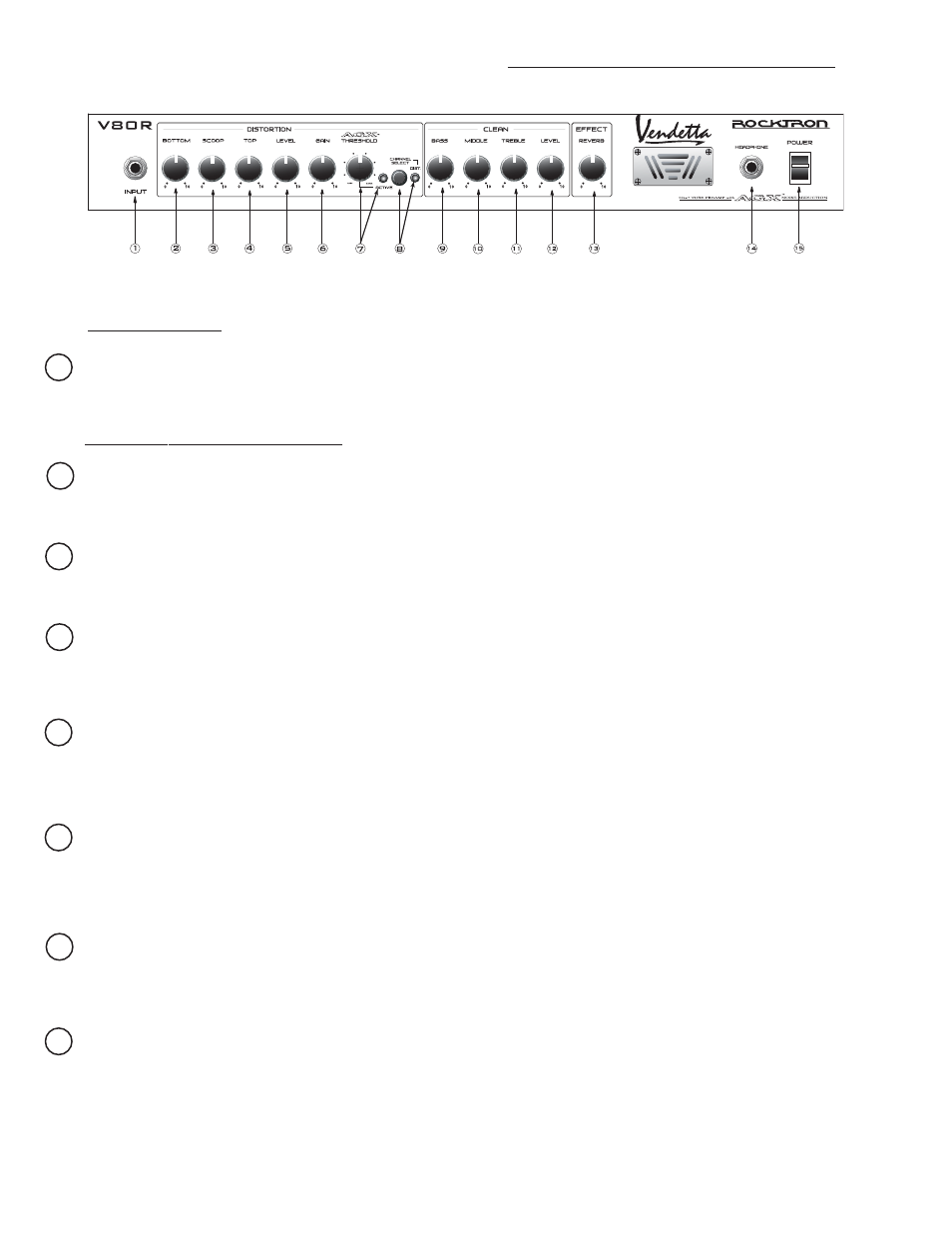 Front panel descriptions | Rocktron Velocity V80R User Manual | Page 4 / 14