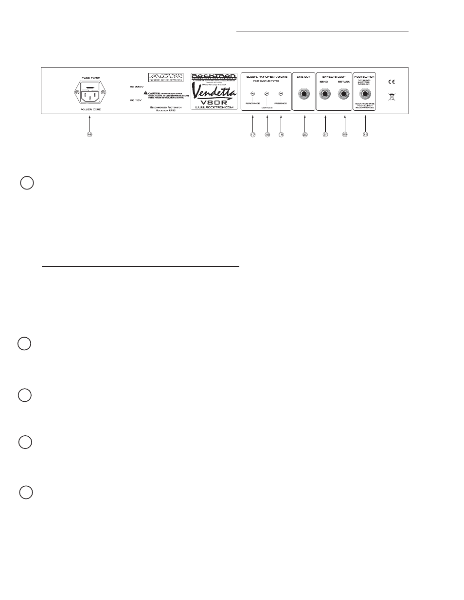 Back panel descriptions | Rocktron Velocity V80R User Manual | Page 6 / 14
