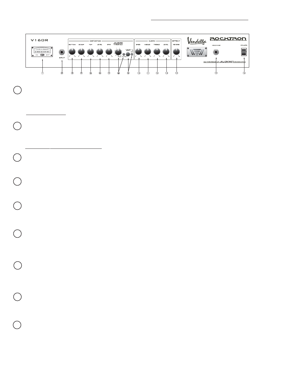 Front panel descriptions | Rocktron Velocity V160R User Manual | Page 4 / 14