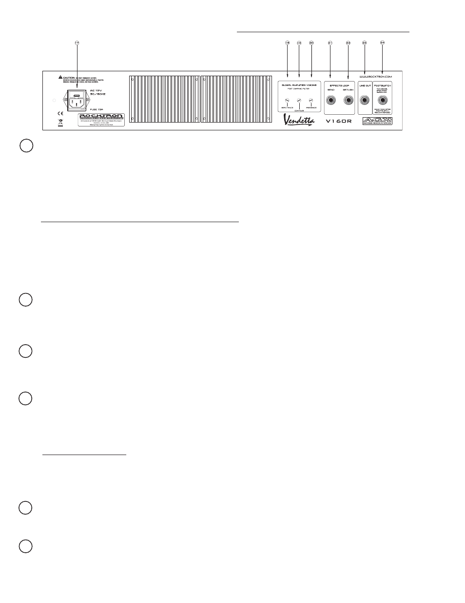 Back panel descriptions | Rocktron Velocity V160R User Manual | Page 6 / 14