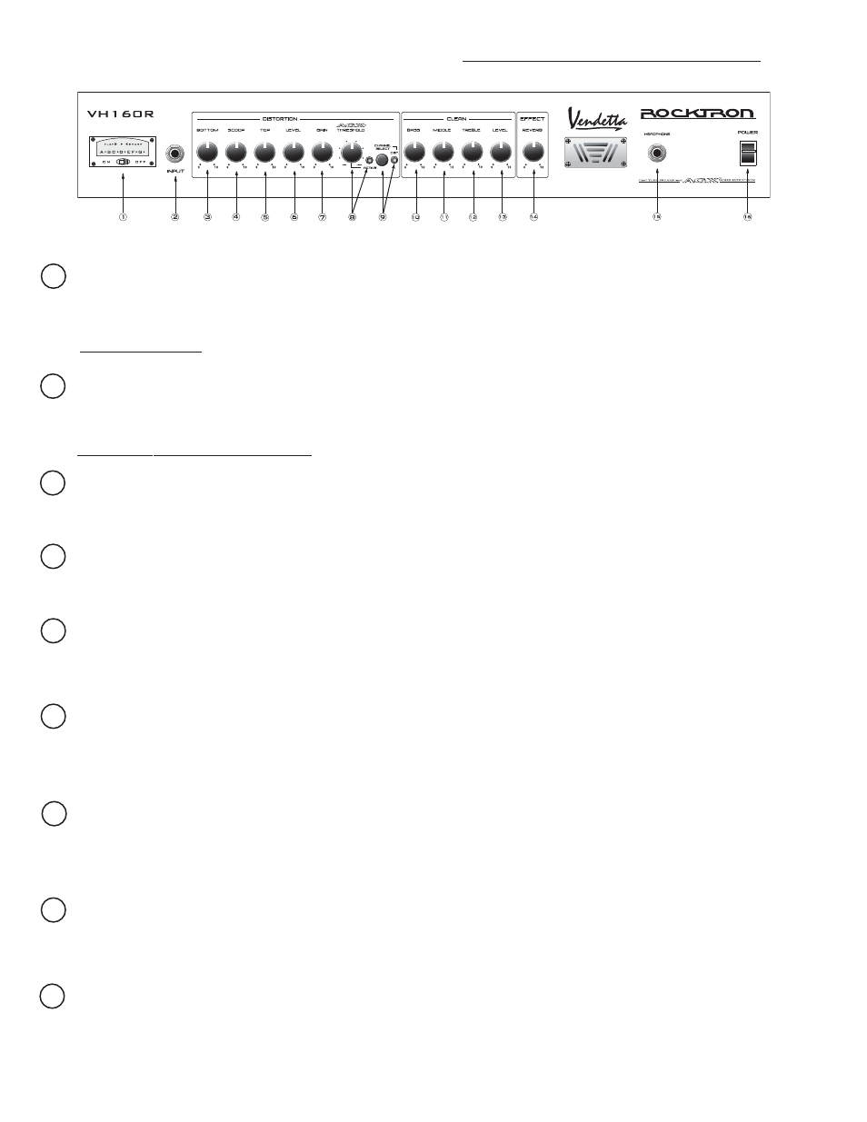 Front panel descriptions | Rocktron Velocity VH 160 R User Manual | Page 4 / 14