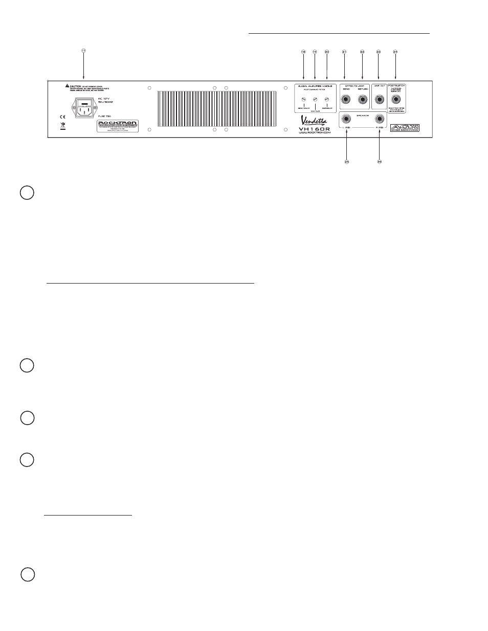 Back panel descriptions | Rocktron Velocity VH 160 R User Manual | Page 6 / 14