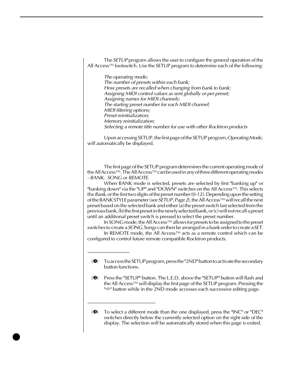 Setup | Rocktron All Access User Manual | Page 13 / 77
