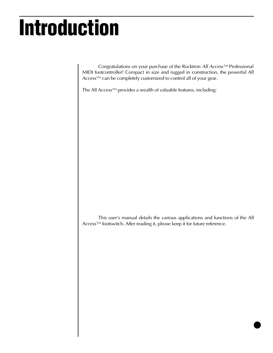 Introduction | Rocktron All Access User Manual | Page 4 / 77